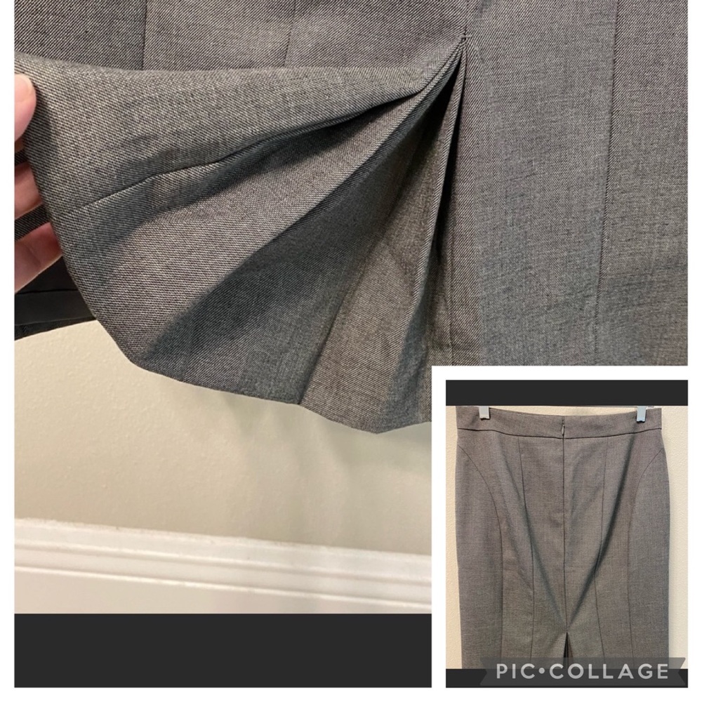 EUC Ann Taylor black/white weave fitted pencil skirt with kick pleat, size 6